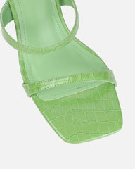 Natori Green Patent Croc Mid Heeled Sandals