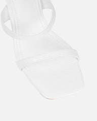 Natori White Patent Croc Mid Heeled Sandals