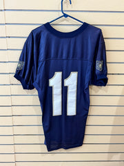 Navy blue and white Rawlings Providence Academy football jersey size youth small number 11