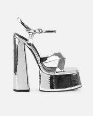 Novah Silver Mirror Platform Sandals