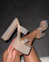 Melodie Gold Metallic Diamante Platform Sandals