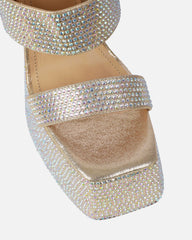 Melodie Gold Metallic Diamante Platform Sandals