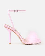 Sweets Baby Pink Satin Fluffy Heels