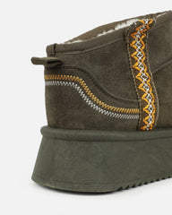 Louie Khaki Faux Suede Flatform Boots