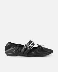 Octavio Black Scrunch Ballet Flats