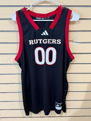 official Men's Adidas Rutgers Scarlet Knights #00 Black Replica Swingman Basketball Jersey size medium