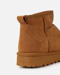 Oliver Tan Faux Suede Mini Boots
