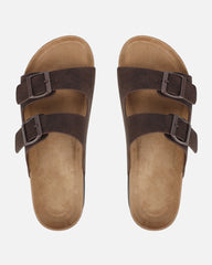 Olsen Chocolate Double Strap Flat Sandals