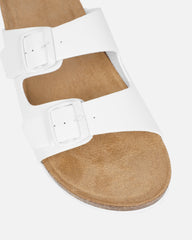 Olsen White Double Strap Flat Sandals