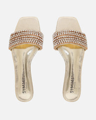 Pearla Cracked Gold Diamante Flats