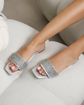 Pearla Cracked Silver Diamante Flats