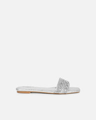 Pearla Cracked Silver Diamante Flats