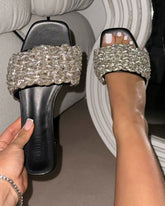Pariss Black Diamante Sliders