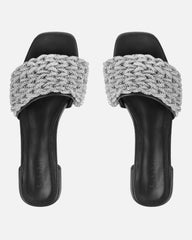 Pariss Black Diamante Sliders