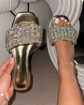 Pariss Gold Mirror Diamante Sliders