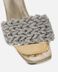 Pariss Gold Mirror Diamante Sliders