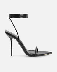 Delilahh Black Tie Up Stiletto Sandals