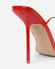 Delilahh Red Patent Tie Up Stiletto Sandals