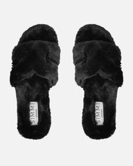 Polaris Black Faux Fur Slippers
