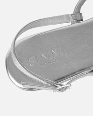 Praire Silver Diamante Toe Thong Flat Sandals