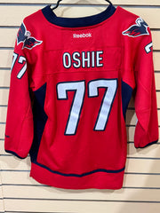 Reebok T.J. Oshie Washington Capitals red home jersey featuring his number 77 size youth L/XL