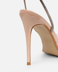 Robyn Clear Nude Diamante Court Shoes