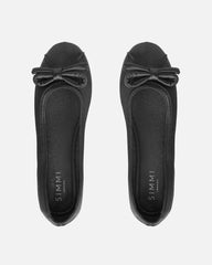 Romanne Black Satin Ballet Flats