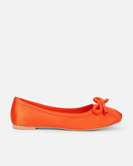 Romanne Orange Satin Ballet Flats