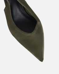 Sonika Khaki Satin Strappy Slingback Court Shoes