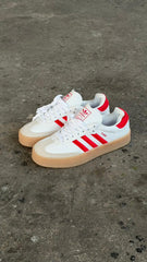 ADIDAS SAMBA PLATAFORMA BLANCO ROJO CAFE