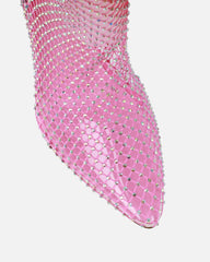 Krystal Pink Diamante Fishnet Heels