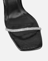 Mollie Black Patent Diamante Heeled Sandals