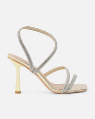 Maella Gold Mirror Diamante Heeled Sandals