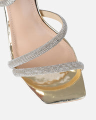 Maella Gold Mirror Diamante Heeled Sandals