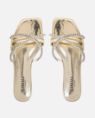 Astana Gold Mirror Diamante Flat Sandals