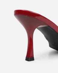 Shadee Dark Red Patent Mid Heeled Sandals