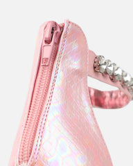 Shivi Pink Faux Snake Diamante Heeled Sandals