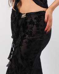 Daphne Black Devore Maxi Skirt