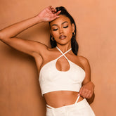 Luna White Halterneck Crop Top