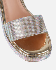 Brittany Gold Mirror Diamante Flatform Sandals
