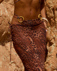 CAIRO LEOPARD PRINT MESH MAXI SKIRT
