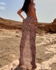 Milha Zebra Print Mesh Maxi Skirt