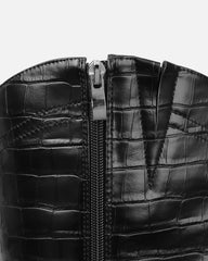 Stapleton Black Croc Effect Western Boots