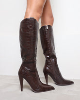 Stapleton Brown Croc Effect Western Boots