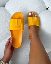 Sunnie Orange Pattern Flat Slides