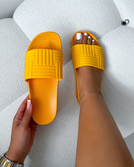 Sunnie Orange Pattern Flat Slides