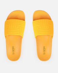 Sunnie Orange Pattern Flat Slides