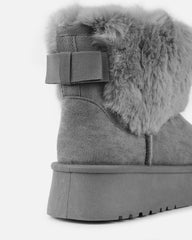 Tomiee Grey Faux Suede Fur Trimmed Ankle Boots