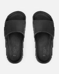 Tazia Black Textured Moulded Flat Slides