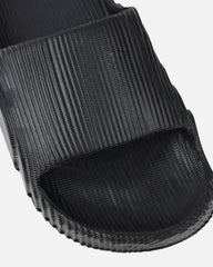 Tazia Black Textured Moulded Flat Slides